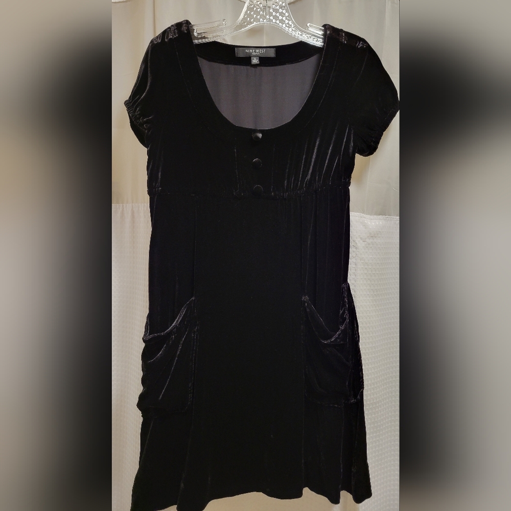 Elegant Black Velvet Women's Dress, Nine West, Little Black Dress